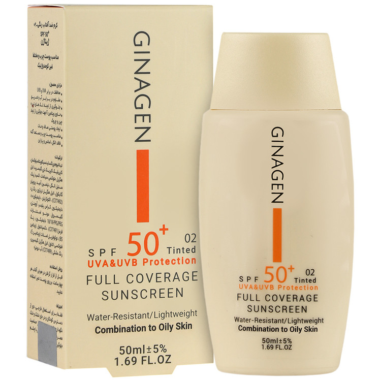کرم ضد آفتاب رنگی پوست چرب SPF50 (02) ژیناژن